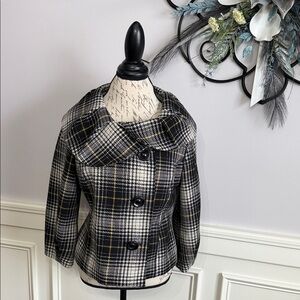 Chic Black Plaid Women's Blazer